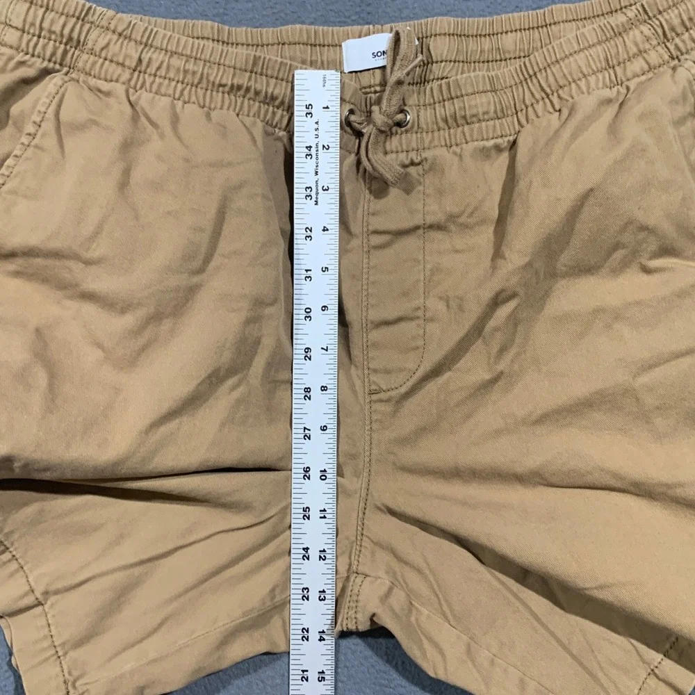 Sonoma Pull On Shorts Mens XL Khaki Tan Cotton Elastic Drawstring Casual Summer